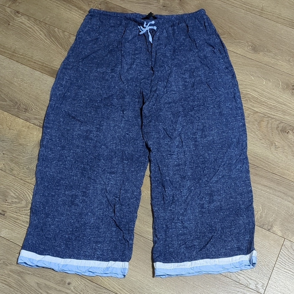 Donna Karan Blue Cropped Pajama Pant Size XL